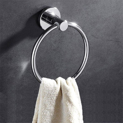 salle de bain Porte serviette anneau argenté fixation murale pivotant à 180°