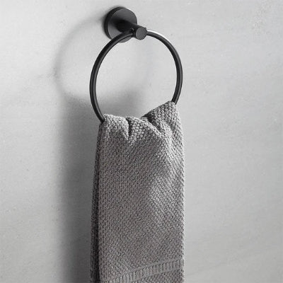 salle de bain Porte serviette anneau noir fixation murale