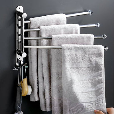 salle de bain porte serviette argent avec crochet rotation 180°