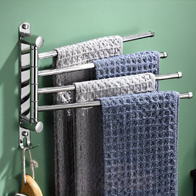 salle de bain porte serviette rotation 180° argenté 4 barres