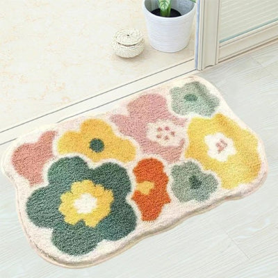 Tapis absorbant de salle de bain antidérapant et absorbant fleuri mignon