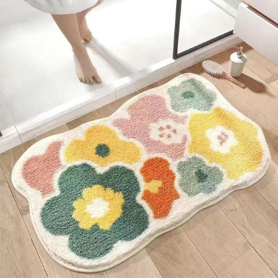 Tapis absorbant fleuri mignon de salle de bain absorbant et antidérapant