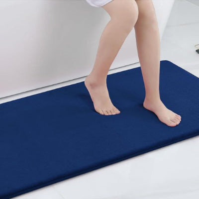 Tapis antidérapant salle de bain absorbant ​grand rectangle bleu foncé