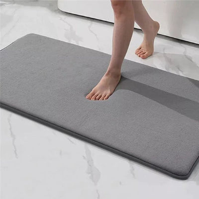 Tapis antidérapant salle de bain absorbant​ grand rectangle gris foncé