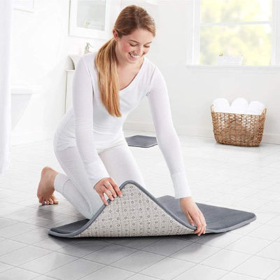 Tapis antidérapant salle de bain absorbant​  grand rectangle gris foncé moelleux
