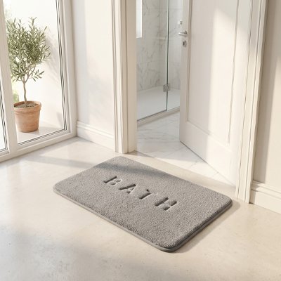 Tapis antidérapant salle de bain antidérapant gris grand format épais et absorbant