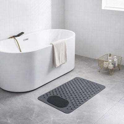 Tapis antidérapant salle de bain avec nuage de massage gris, et boules de sécurité