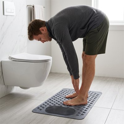 Tapis antidérapant salle de bain avec nuages de massage et boules de sécurité, gris 