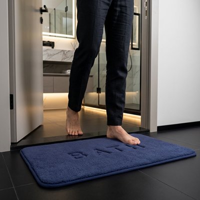 Tapis antidérapant salle de bain bleu nuit grand format épais et absorbant, antidérapant