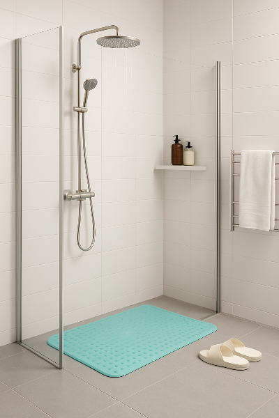 tapis antidérapant salle de bain rectangle vert en pvc