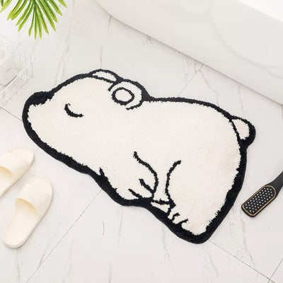 Tapis de bain absorbant épais de forme spéciale petit ours blanc