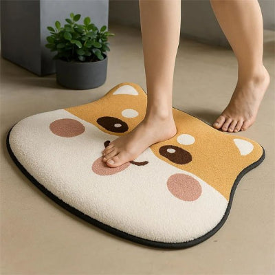 Tapis de bain absorbant épais de forme spéciale tête de chien