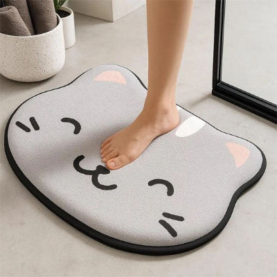 Tapis de bain absorbant épais de forme spéciale tête de chat