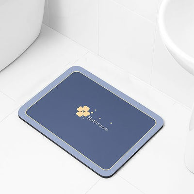 Tapis de bain antidérapant au contour bleu ciel en Diatomite absorbant