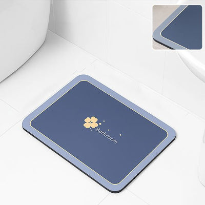 Tapis de bain antidérapant en Diatomite bleu au contour bleu ciel 