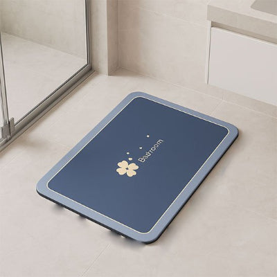 Tapis de bain antidérapant en Diatomite bleu foncé au contour bleu ciel