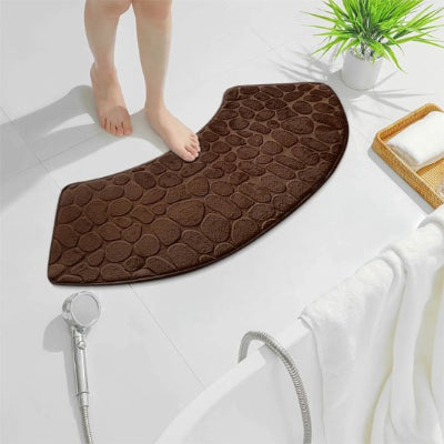 Tapis de bain marron incurvé épais absorbant pour salle de douche