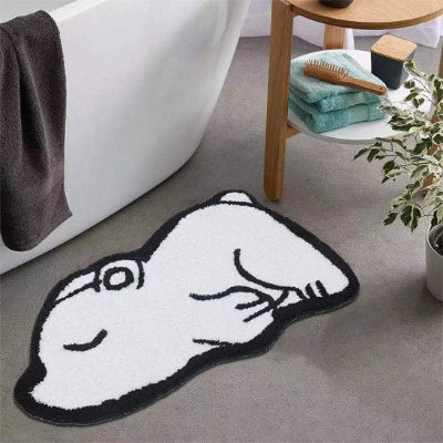 Tapis de bain petit ours blanc absorbant épais de forme spéciale