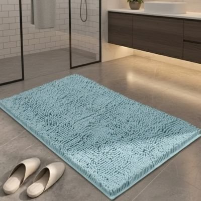Tapis de bain pour salle de bain microfibre bleu