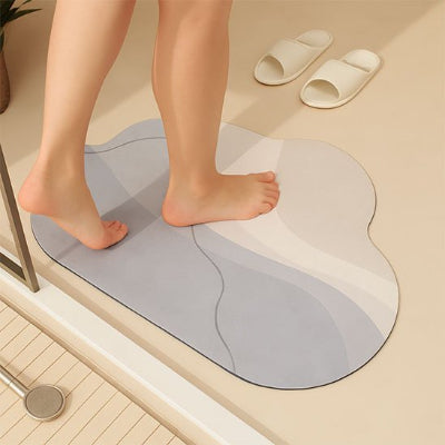 tapis de douche antidérapant forme nuage gris à séchage rapide
