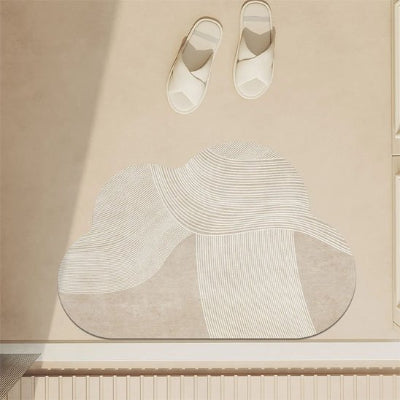 Tapis de douche antidérapant ton beige à séchage rapide forme nuage