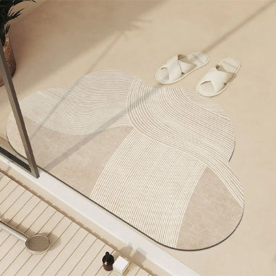 Tapis de douche antidérapant ton beige forme nuage à séchage rapide