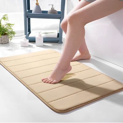 tapis de salle de bain antidérapant beige absorbant