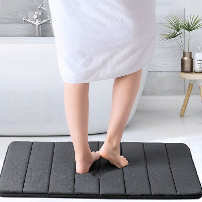 tapis de salle de bain antidérapant gris foncé absorbant