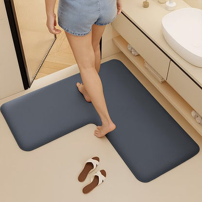 Tapis de salle de bain en forme de L gris anthracite