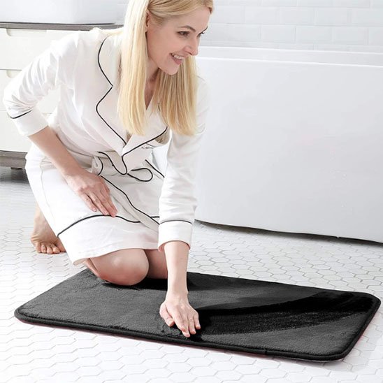 Tapis de salle de bain en velours noir super absorbant Contre les virus 