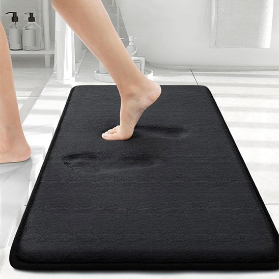 Tapis de salle de bain noir super absorbant en velours anti-Campan