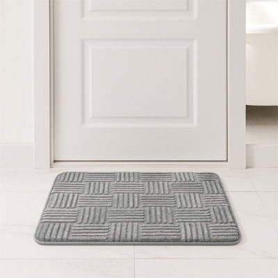 Tapis pour salle de bain à rayures épaisses gris foncé