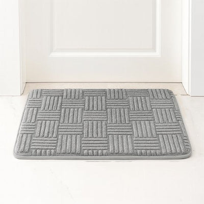 Tapis pour salle de bain gris foncé à rayures épaisses