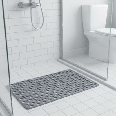 Tapis salle de bain antidérapant avec trous de vidange gris