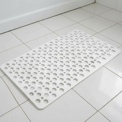 Tapis salle de bain antidérapant blanc rectangle anti moisissures avec trous de vidande