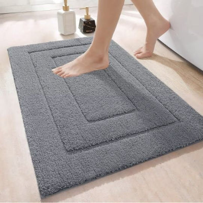 tapis salle de bain antidérapant gris foncé en fourrure, doux et absorbant, en microfibre
