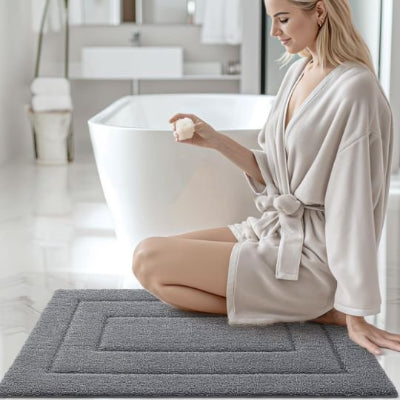 tapis salle de bain antidérapant gris foncé uni