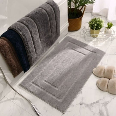 tapis salle de bain antidérapant rectangle gris foncé en fourrure, doux et absorbant, en microfibre