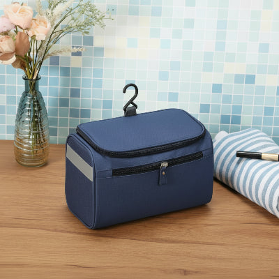 Trousse de toilette de voyage grand format bleu, avec crochet pour suspendre, Fermeture à glissière 