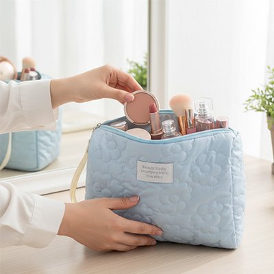 Trousse de toilette et de maquillage bleu