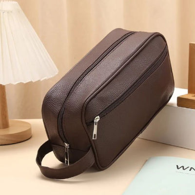 Trousse de toilette homme avec poche latérale fermeture éclair et poignée