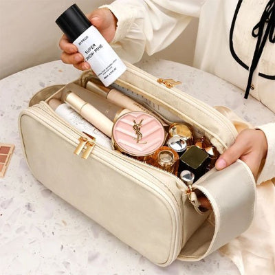 Trousse de toilette multifonctionnelle pour femme beige 