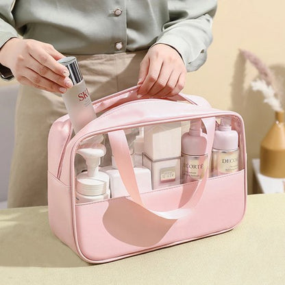 Trousse de toilette organisateur de maquillage à grande capacité rose