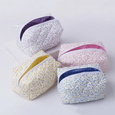 Trousse de toilette Organisateur de rangement, sac de maquillage matelassé bouffant à fleurs 4 choix