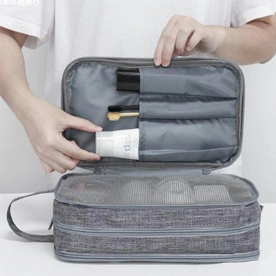 Trousse de toilette quotidienne pour femmes et hommes, Kit de voyage étanche, étui pour maquillage, grise