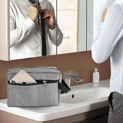 Trousse de toilette rectangulaire grise fermeture éclair noire 